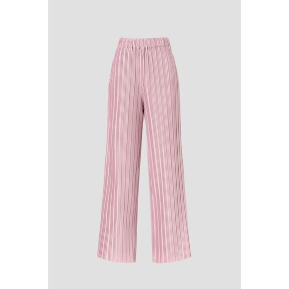 ATLEIN COLLECTIVE Pink Pleated Texture Mauve Plisses Flowy Pants Size 12 - Picture 2 of 14